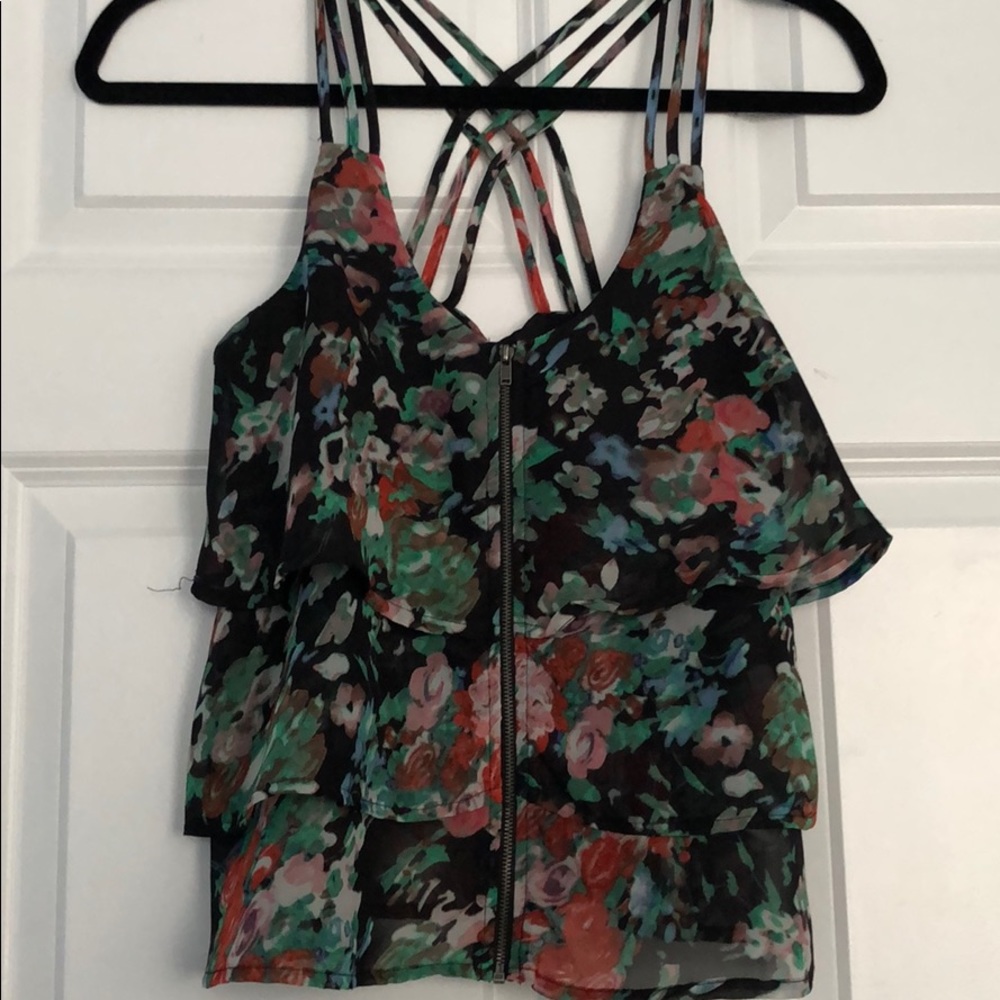 Floral Zip tank top